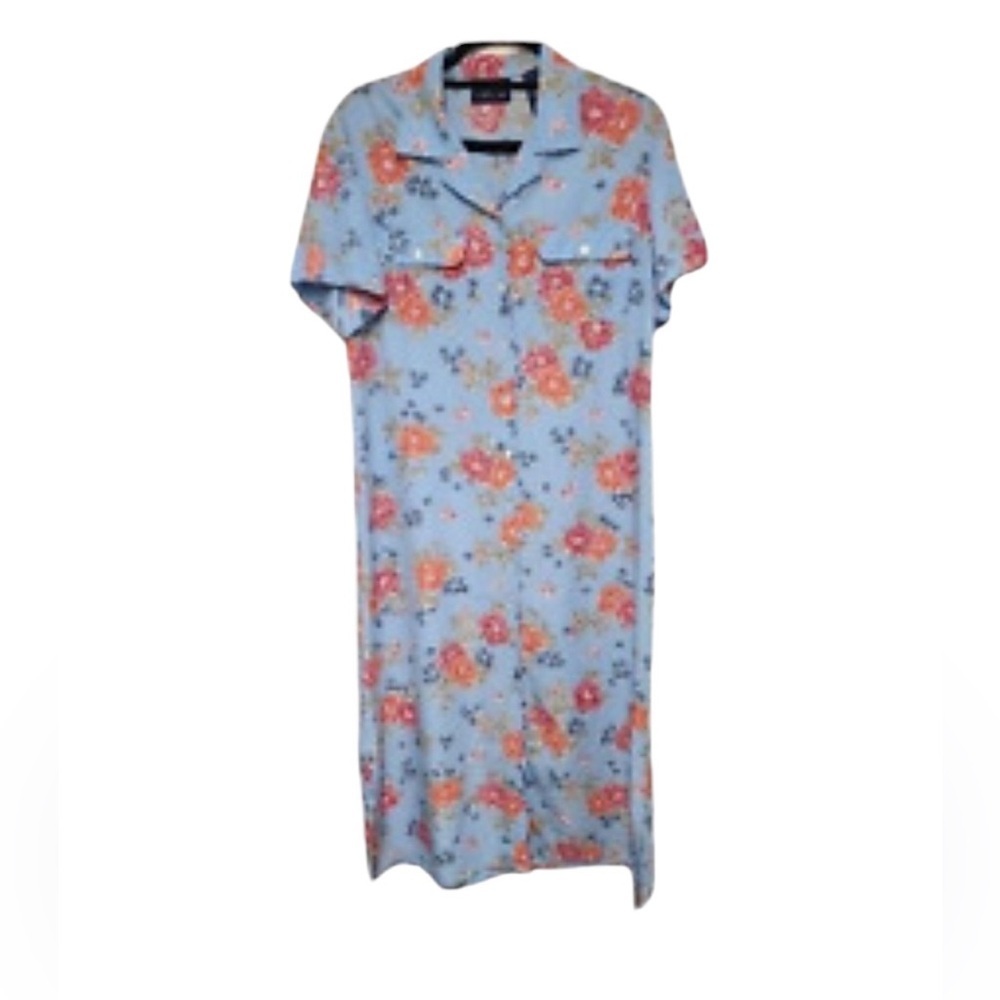 VTG Y2K 90’s LIZ CLAIBORNE FLORAL Crazy Horse SZ 10 Petite Shirt Dress Modest